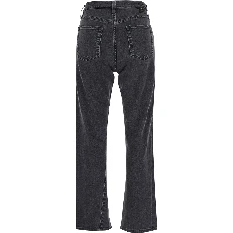 High-Waisted Jeans with Belt Loops in Gray Denim for Women