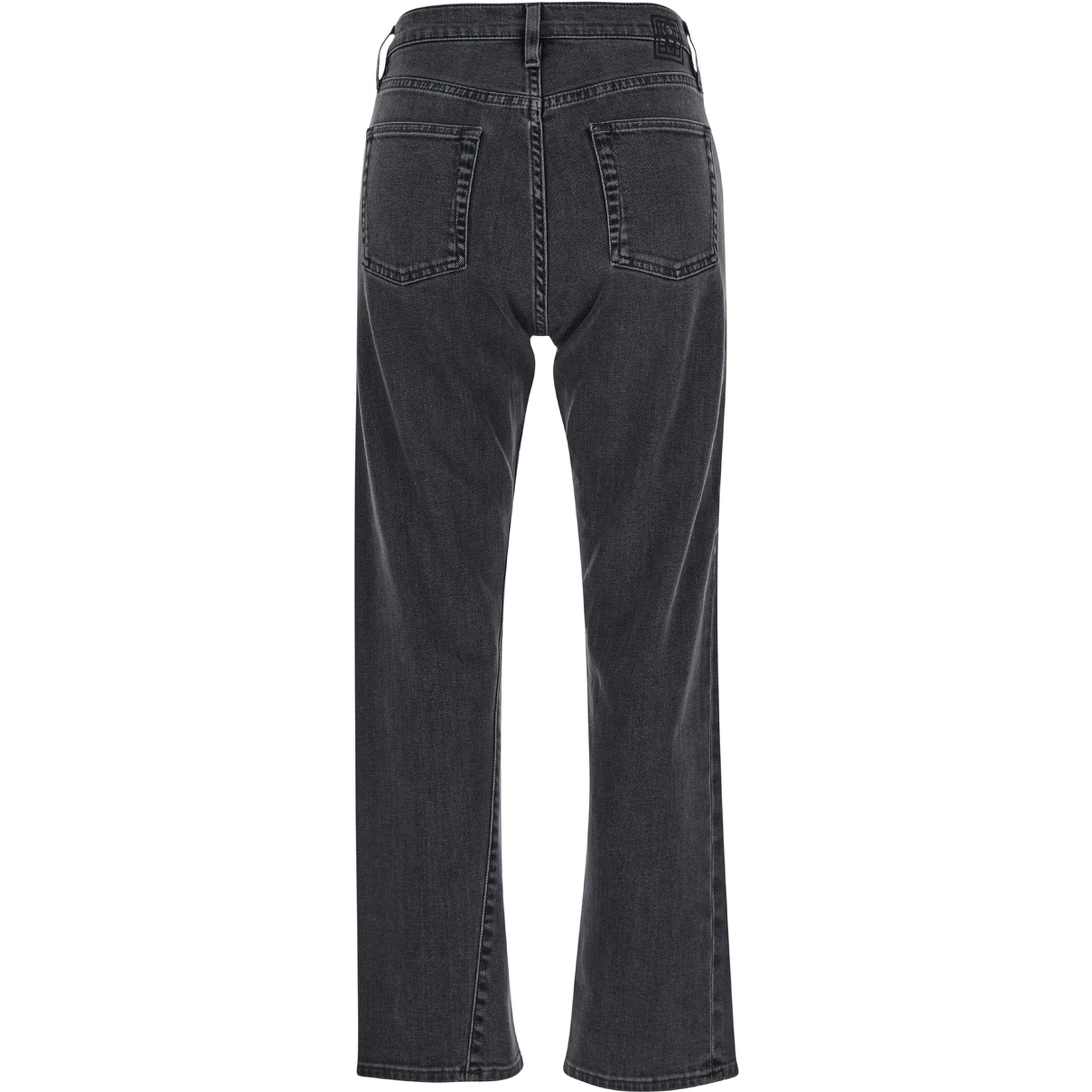 High-Waisted Jeans with Belt Loops in Gray Denim for Women
