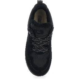 Black Sneakers with logo patch on the tongue in suede for men
