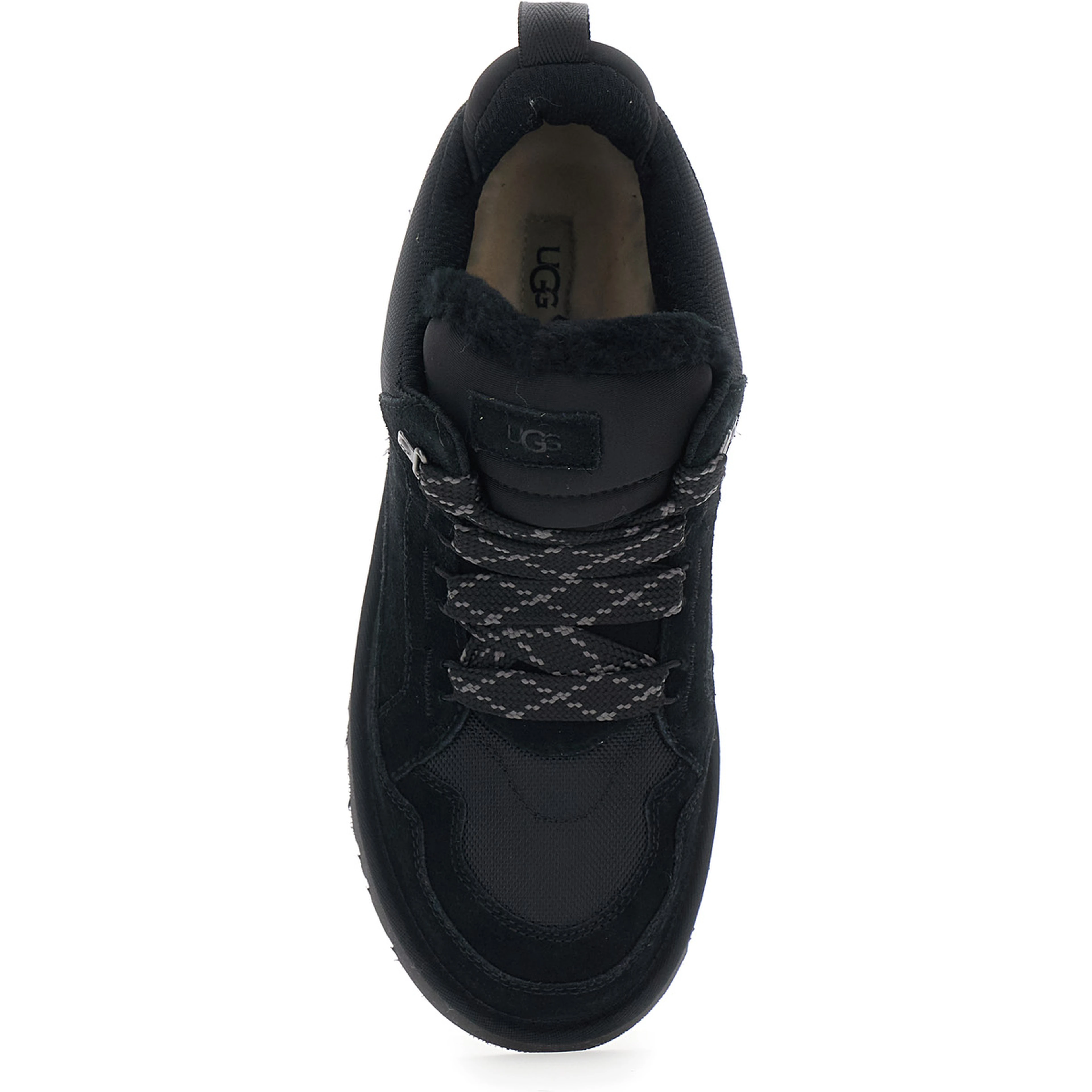 Black Sneakers with logo patch on the tongue in suede for men