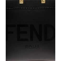 Handbag Sunshine with Embossed Logo and Turtle Effect Handle in Black Leather for Women