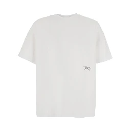 White Crew-neck T-shirt with logo lettering on the front in cotton for men
