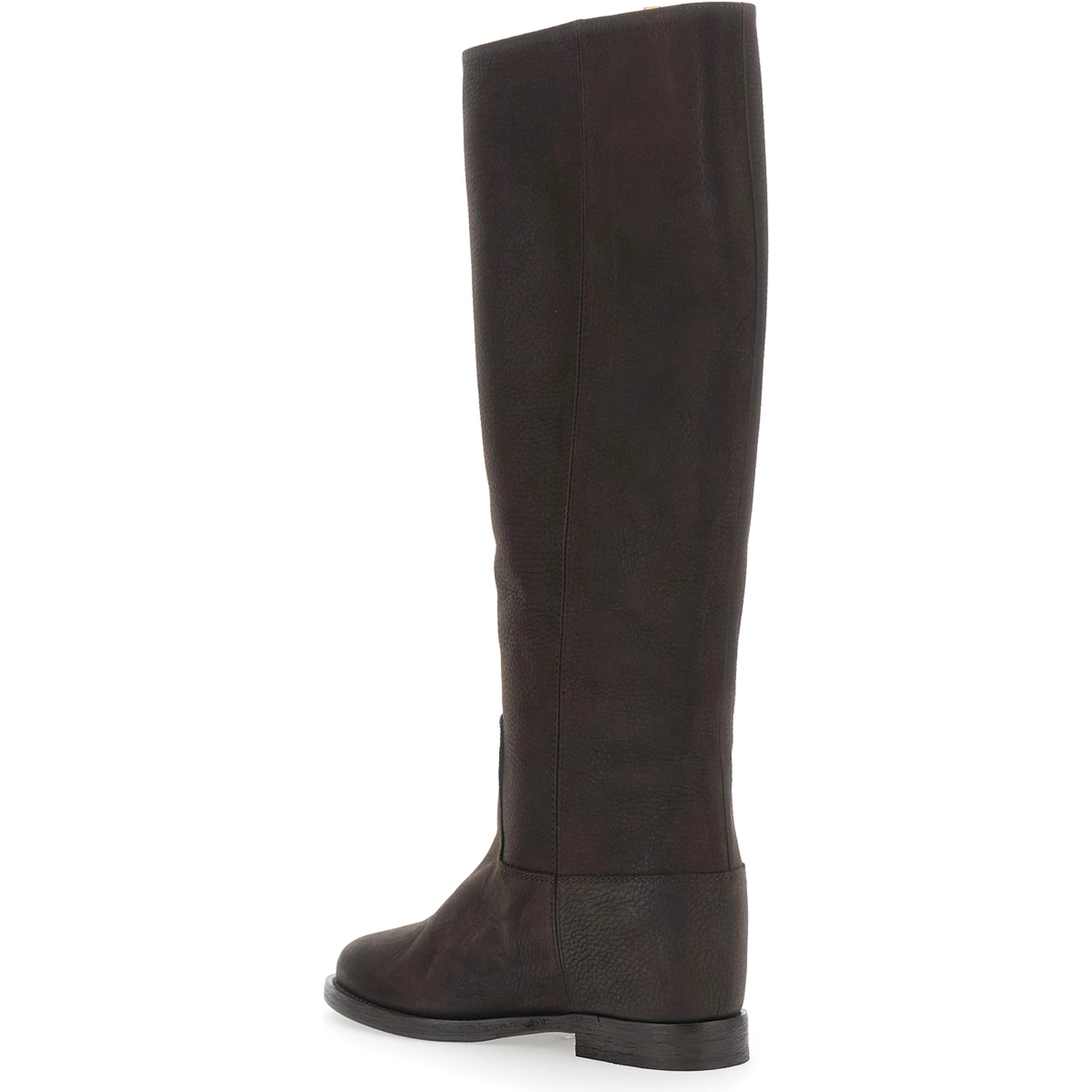 Brown Boot with metallic V detail in Suede Woman