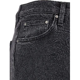 High-Waisted Jeans with Belt Loops in Gray Denim for Women