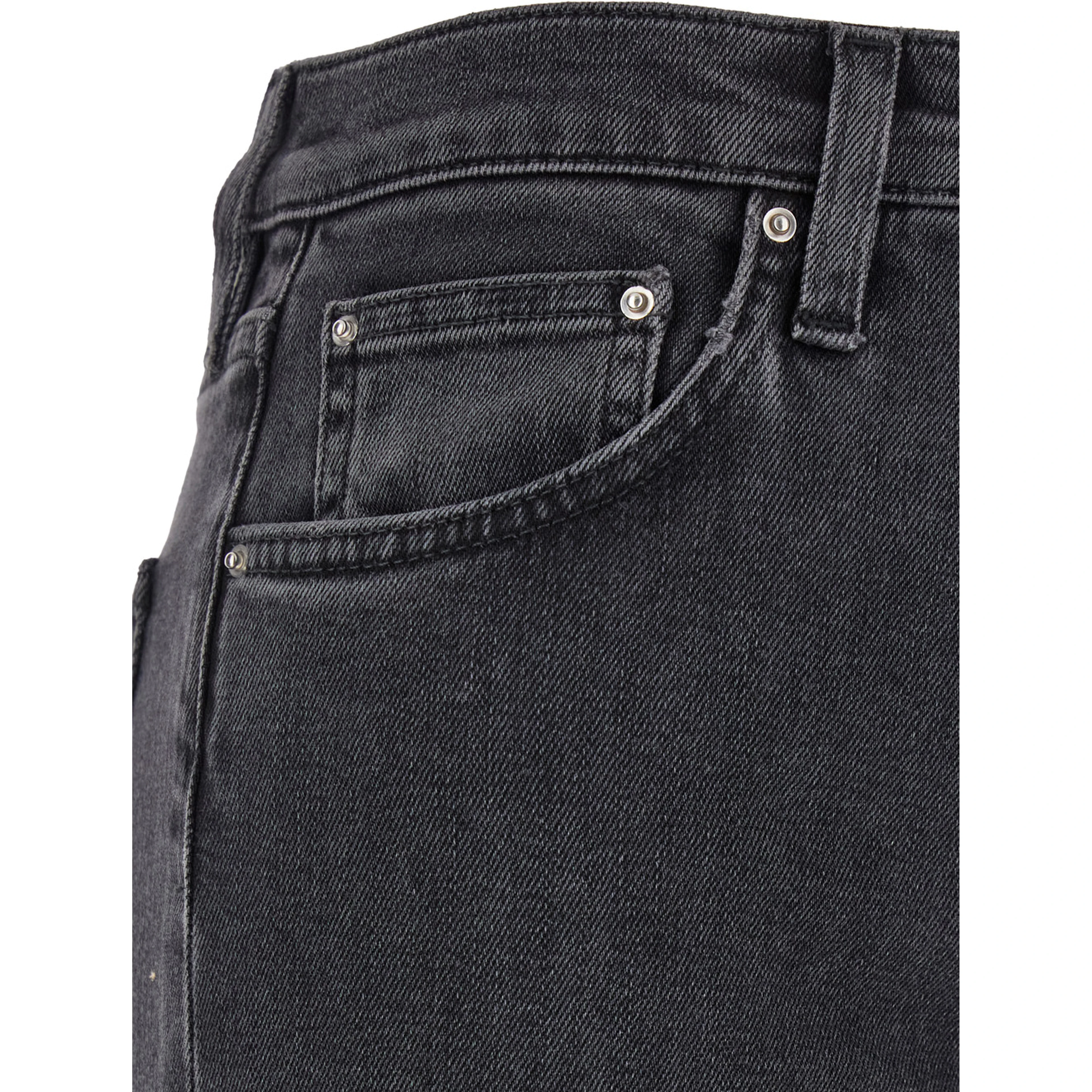 High-Waisted Jeans with Belt Loops in Gray Denim for Women