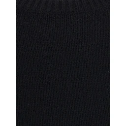 BlackCrew Neck Dress with Long Sleeves in Wool Blend for Women