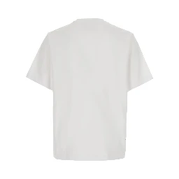 White Crew-neck T-shirt with logo lettering on the front in cotton for men