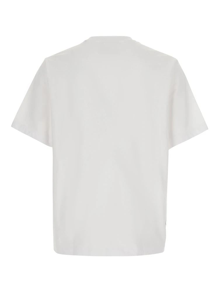 White Crew-neck T-shirt with logo lettering on the front in cotton for men alternative