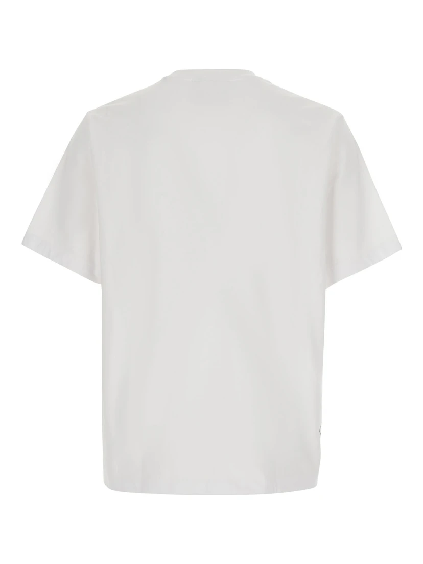 White Crew-neck T-shirt with logo lettering on the front in cotton for men