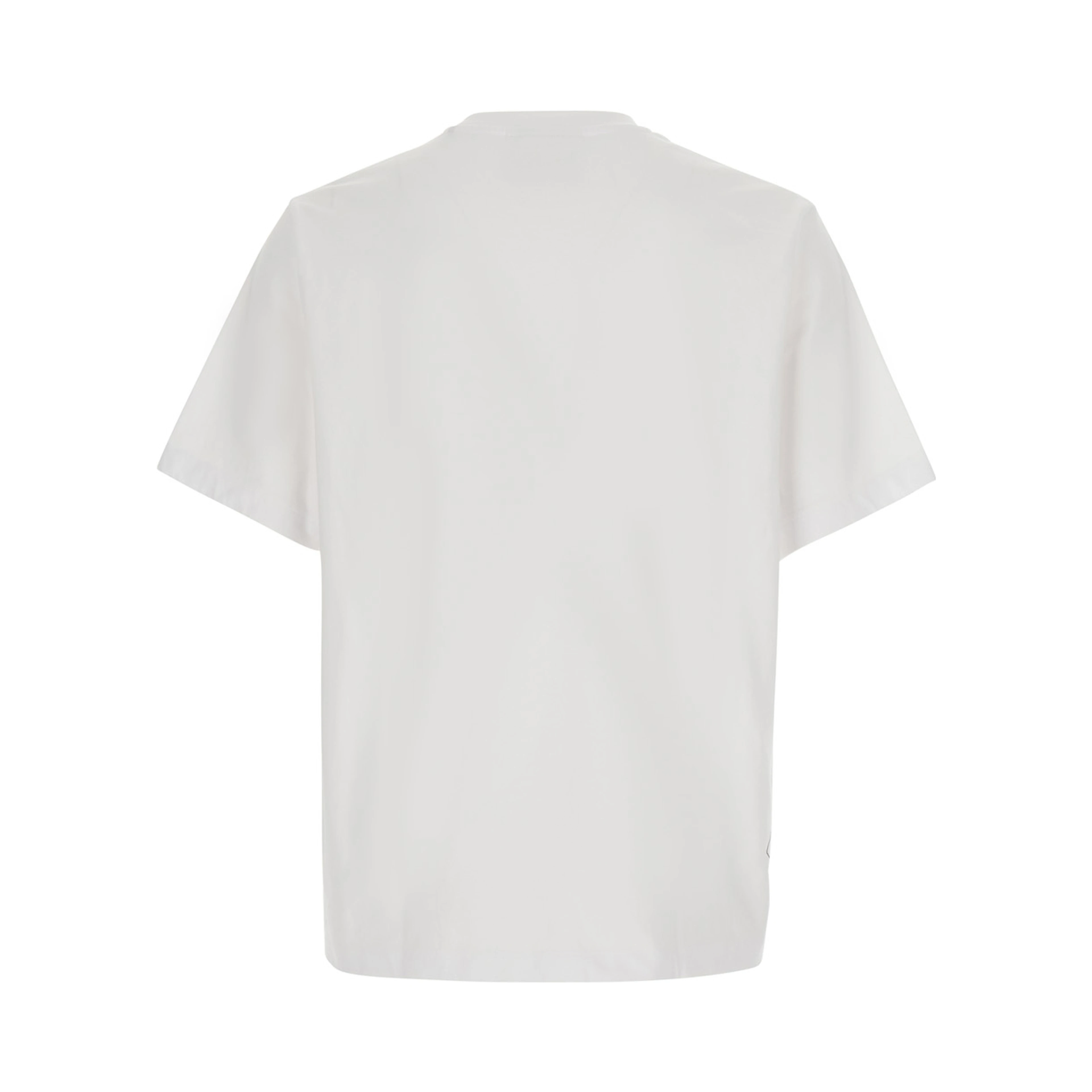 White Crew-neck T-shirt with logo lettering on the front in cotton for men