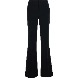 Black Pants with Flared Leg in Fabric for Women