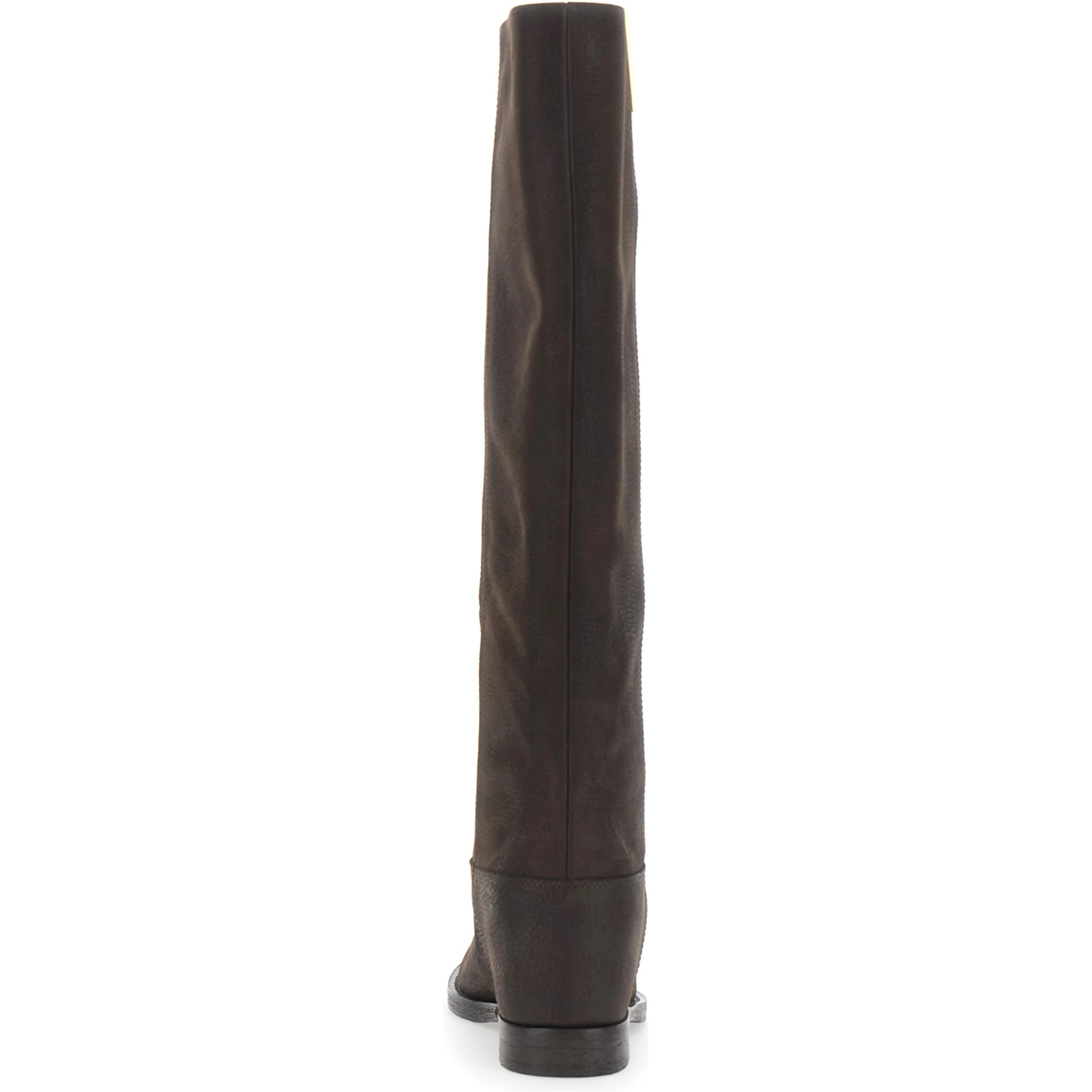 Brown Boot with metallic V detail in Suede Woman