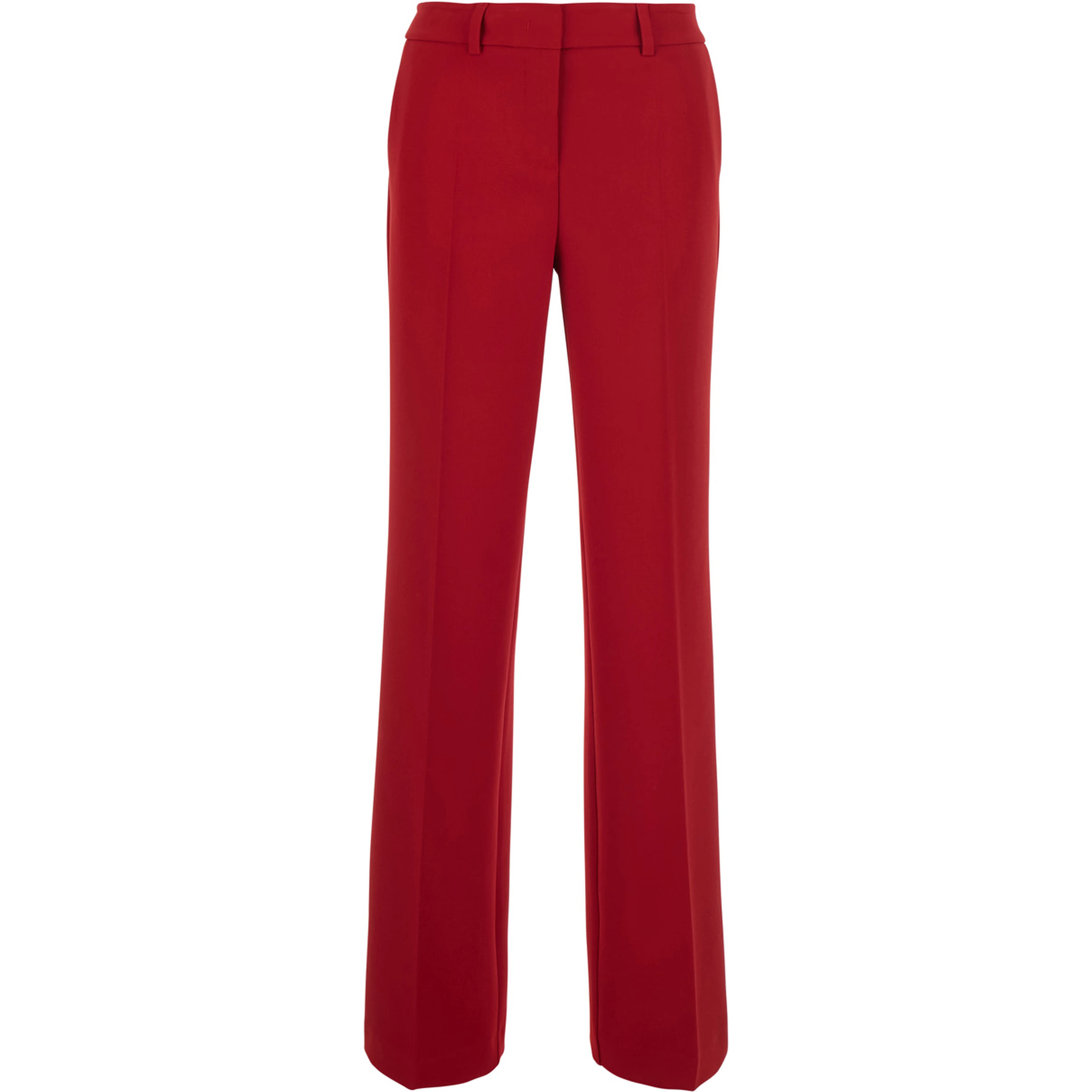 Red High-waisted pants with two welt pockets on the back in fabric for women