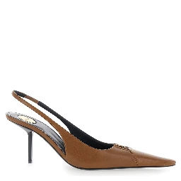 High Heel Babylone Brown Leather Womens Pumps