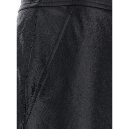 Timore Black Skirt with Hidden Zip Closure on the Side and Single Slit on the Back in Leather for Women
