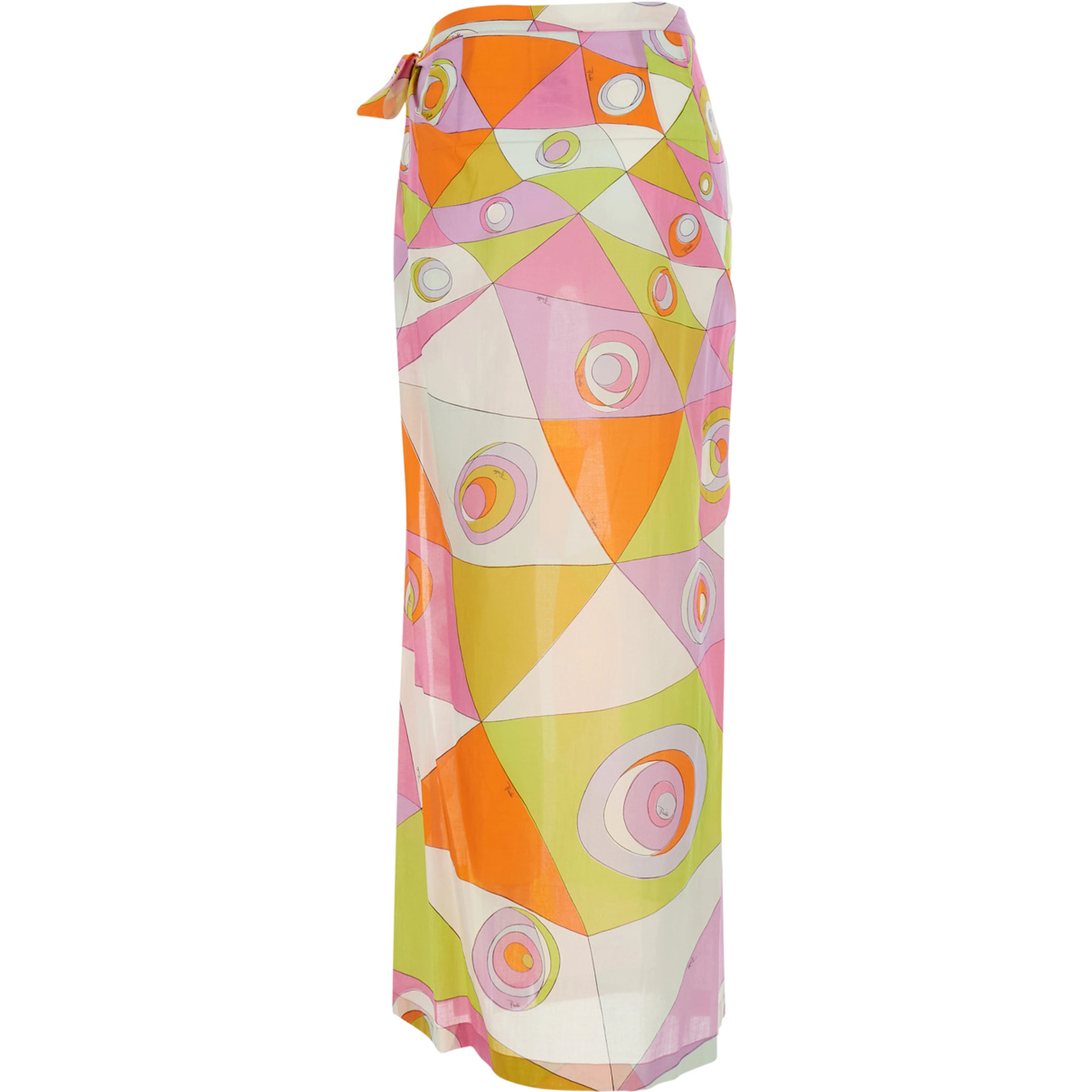 Multicolor Sarong Skirt with All-Over Geometric Print in Cotton for Women