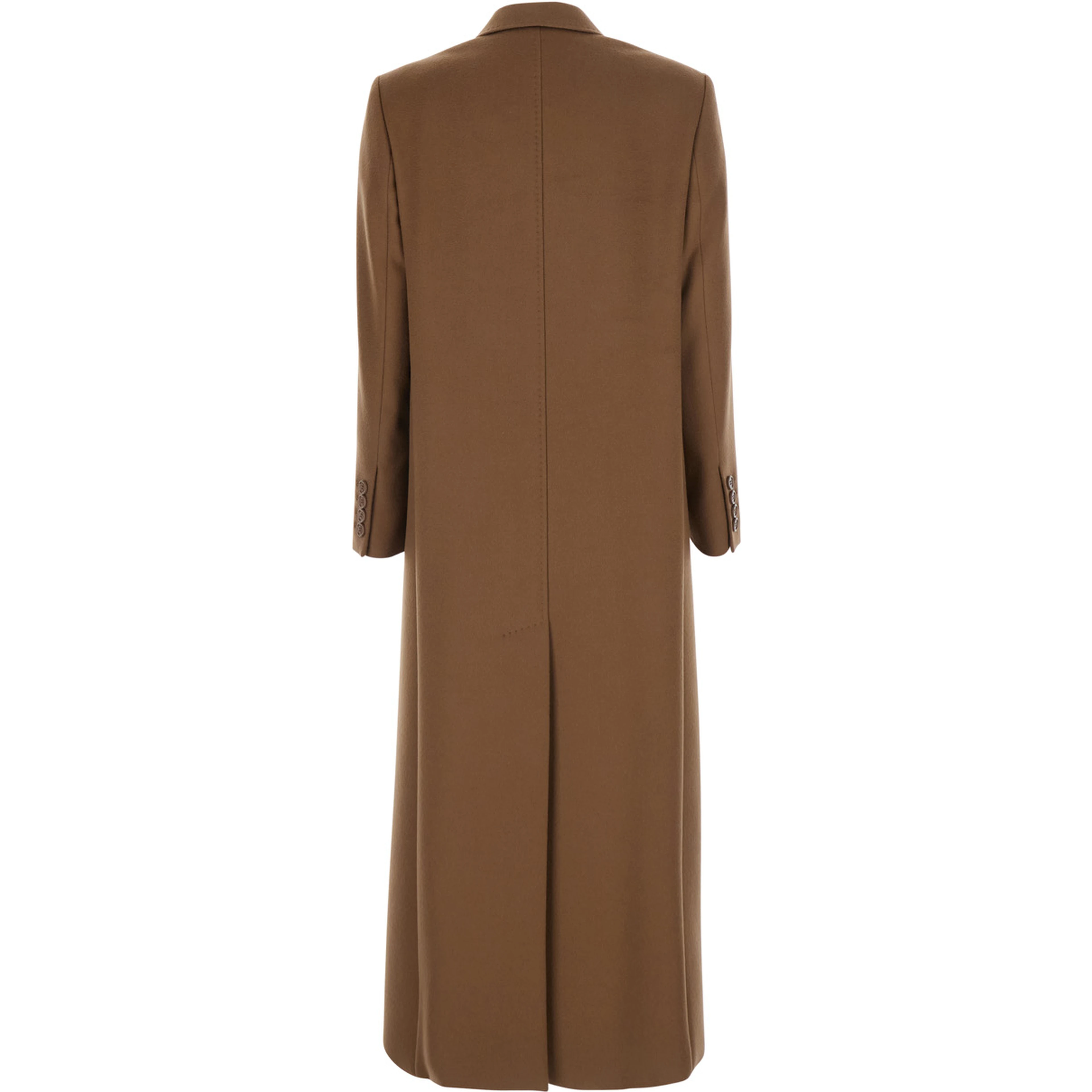 Effige Brown Double-Breasted Coat with Peak Revers in Wool for Women