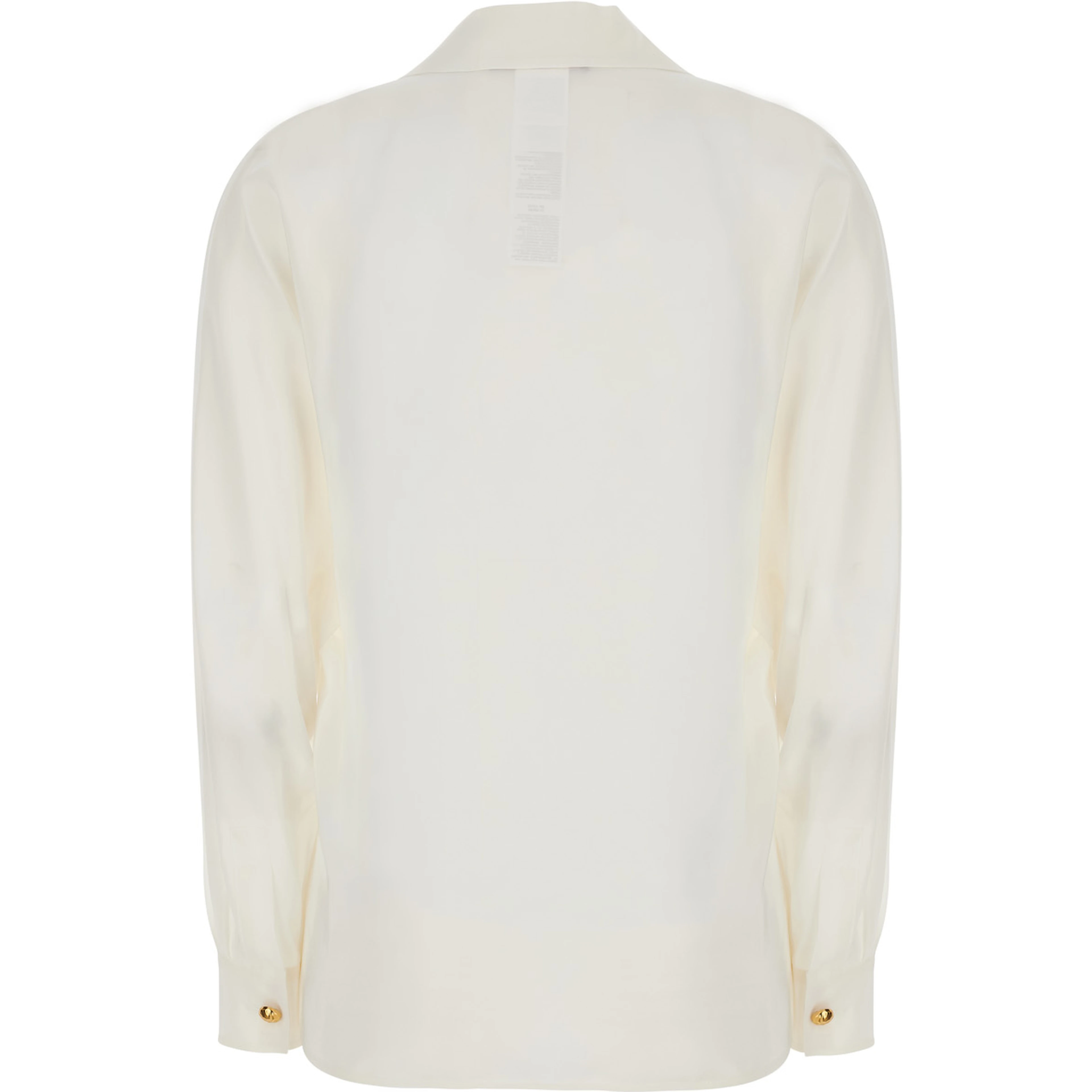 MSTAIA white Shirt with V-neck and button closure in cotton for women
