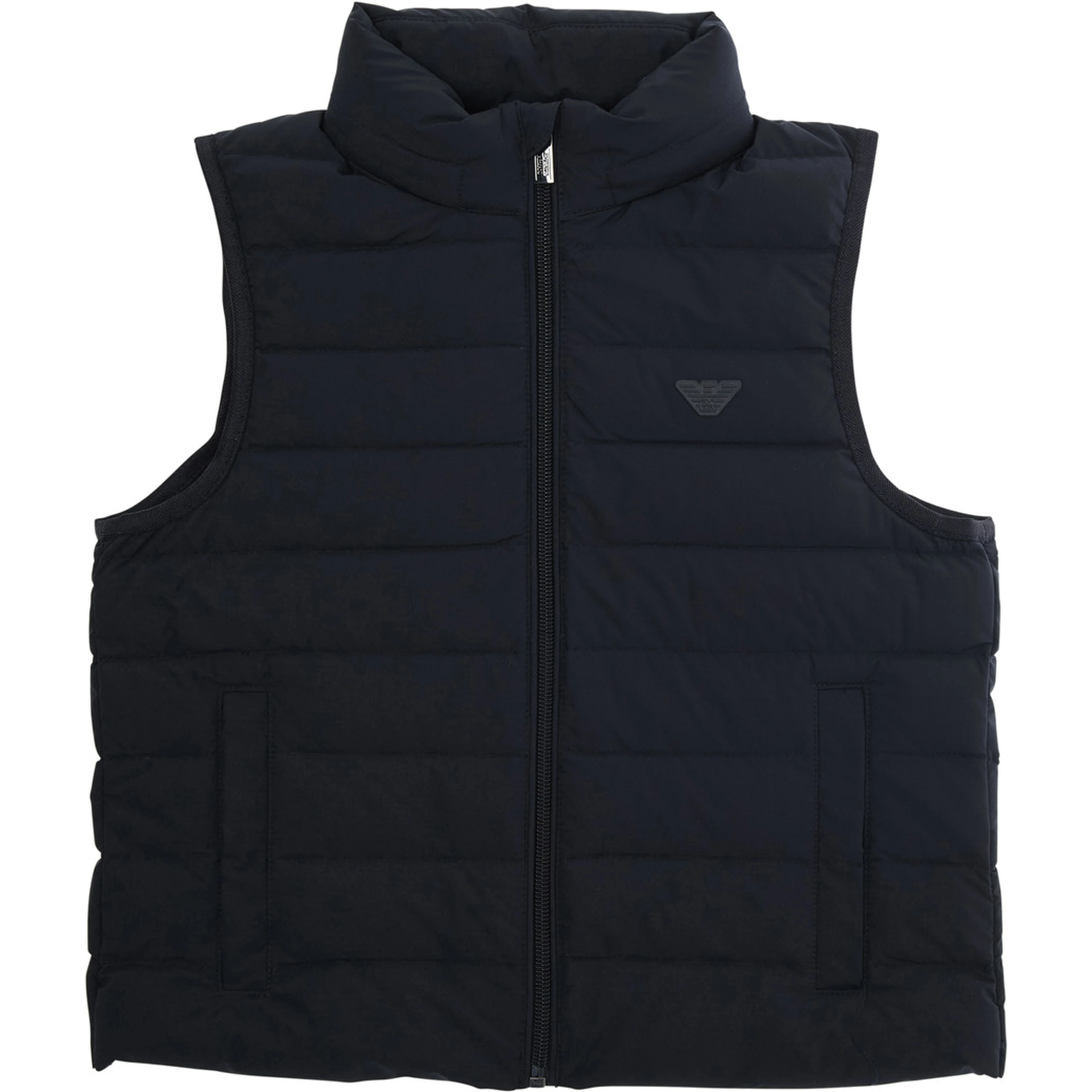 Down jacket without sleeves Blue with high collar in Tech Fabric for Boy