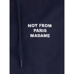 Jacket with fixed hood and slogan on the front and back in Tech Fabric blue men