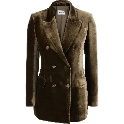 brown Double-breasted blazer with Peak revers in velvet for women