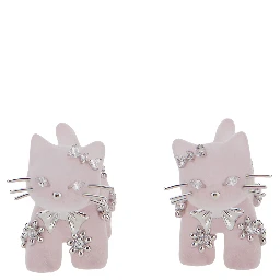 SPLIT KITTEN Earrings with elegant metal details in pink for women