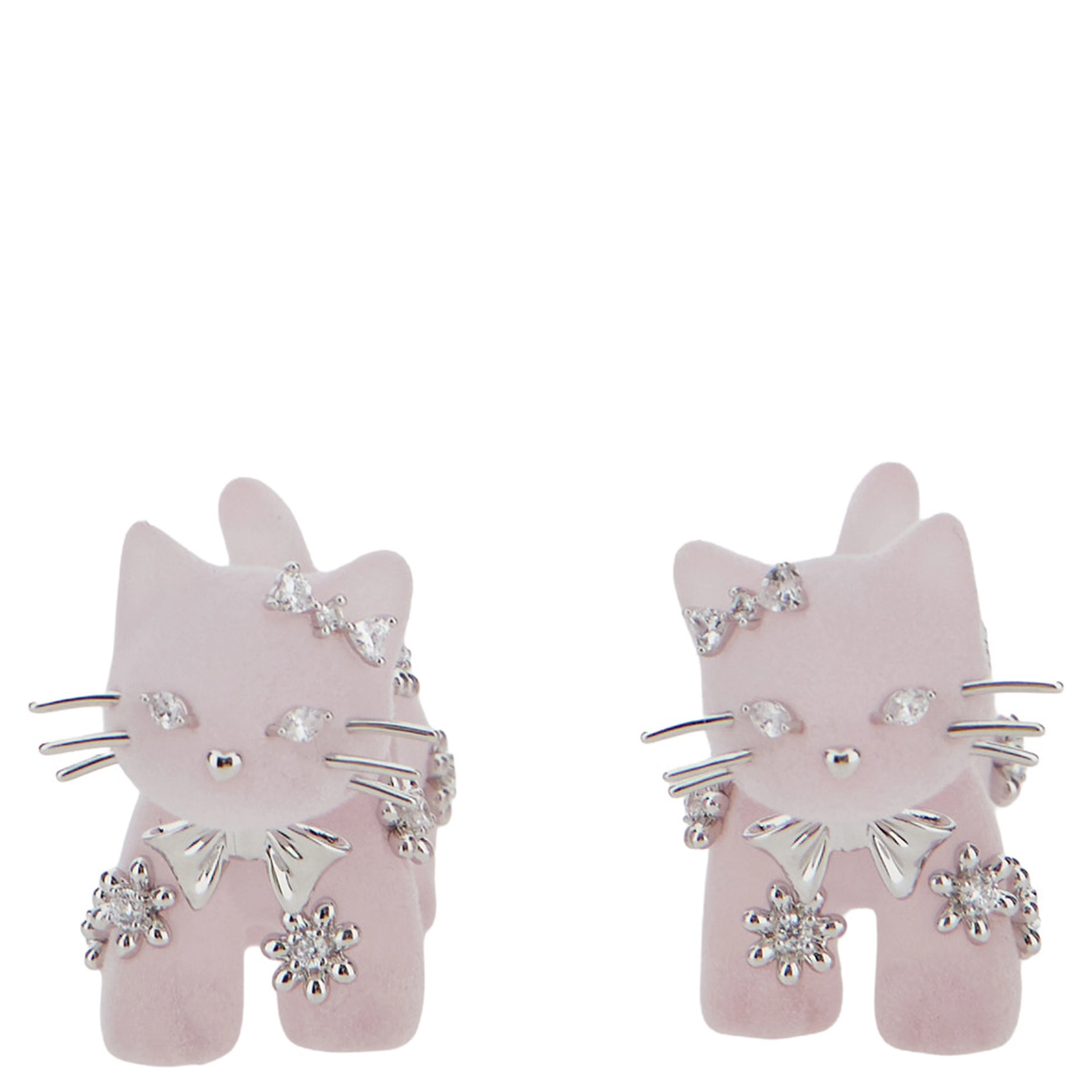 SPLIT KITTEN Earrings with elegant metal details in pink for women