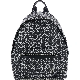 MA Quad Black Backpack with all-over logo print and adjustable straps in Tech Fabric for men