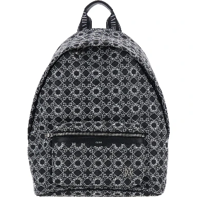 MA Quad Black Backpack with all-over logo print and adjustable straps in Tech Fabric for men