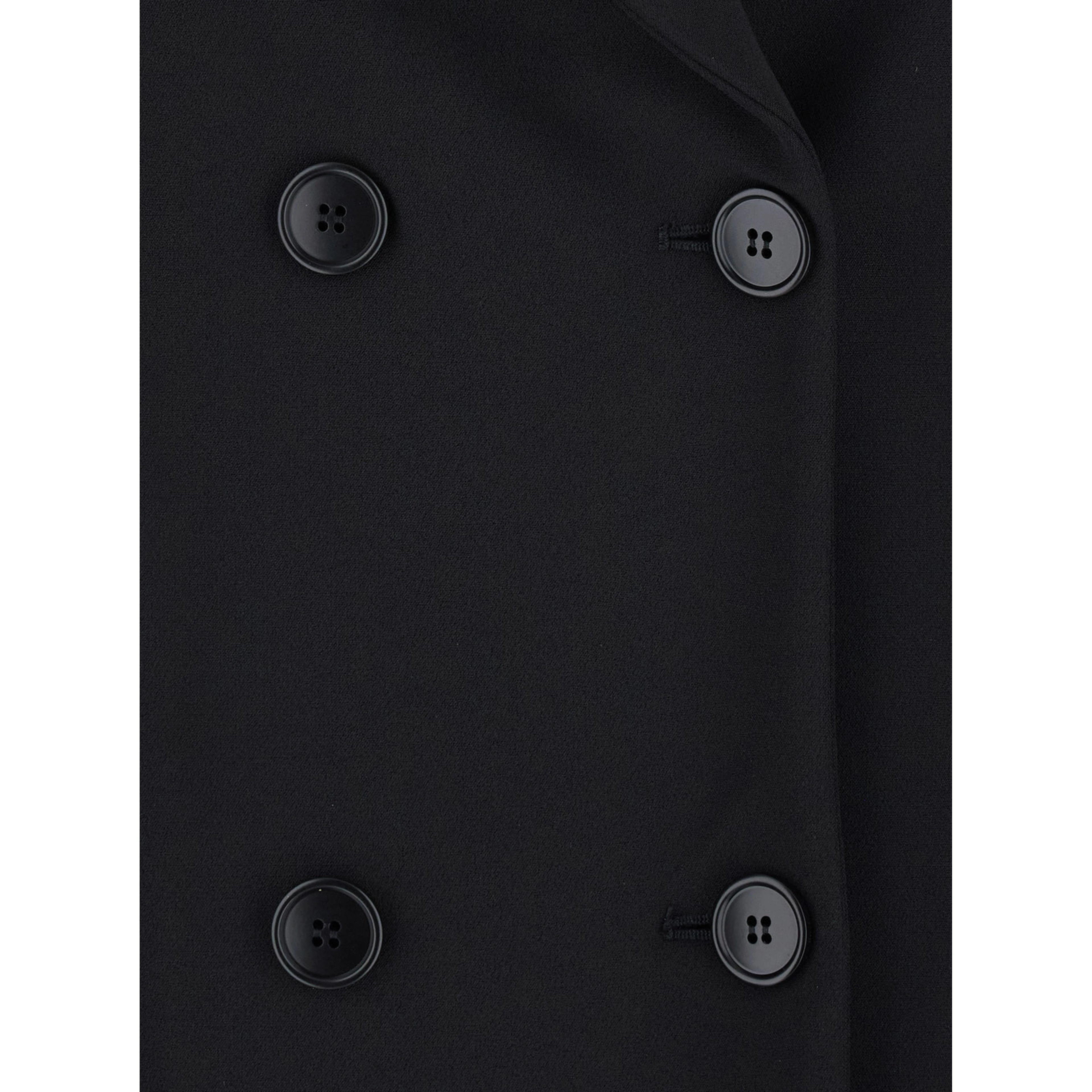 Black Double Breasted Jacket with Peak Revers in Wool Blend for Women