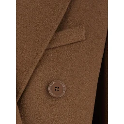 Effige Brown Double-Breasted Coat with Peak Revers in Wool for Women