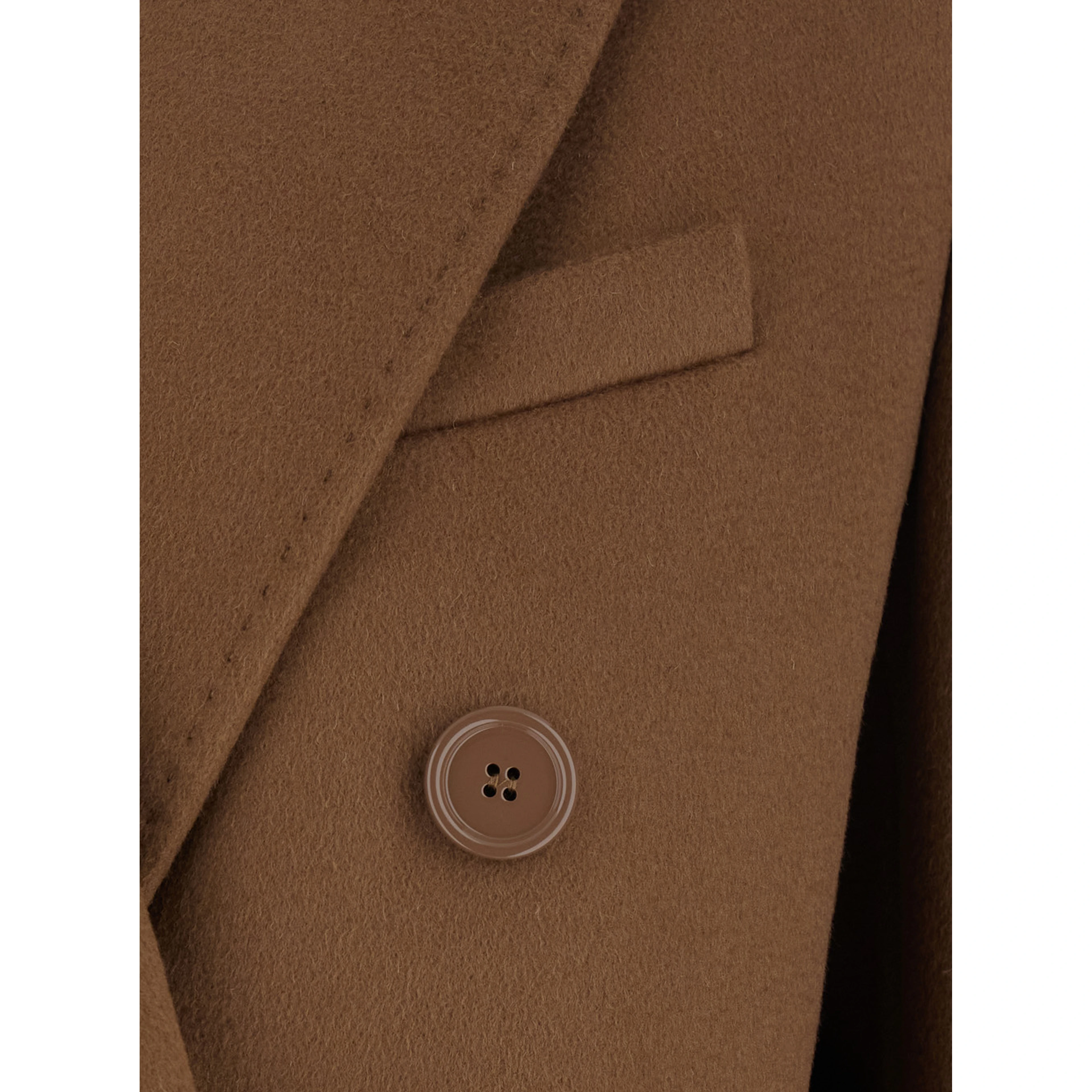 Effige Brown Double-Breasted Coat with Peak Revers in Wool for Women