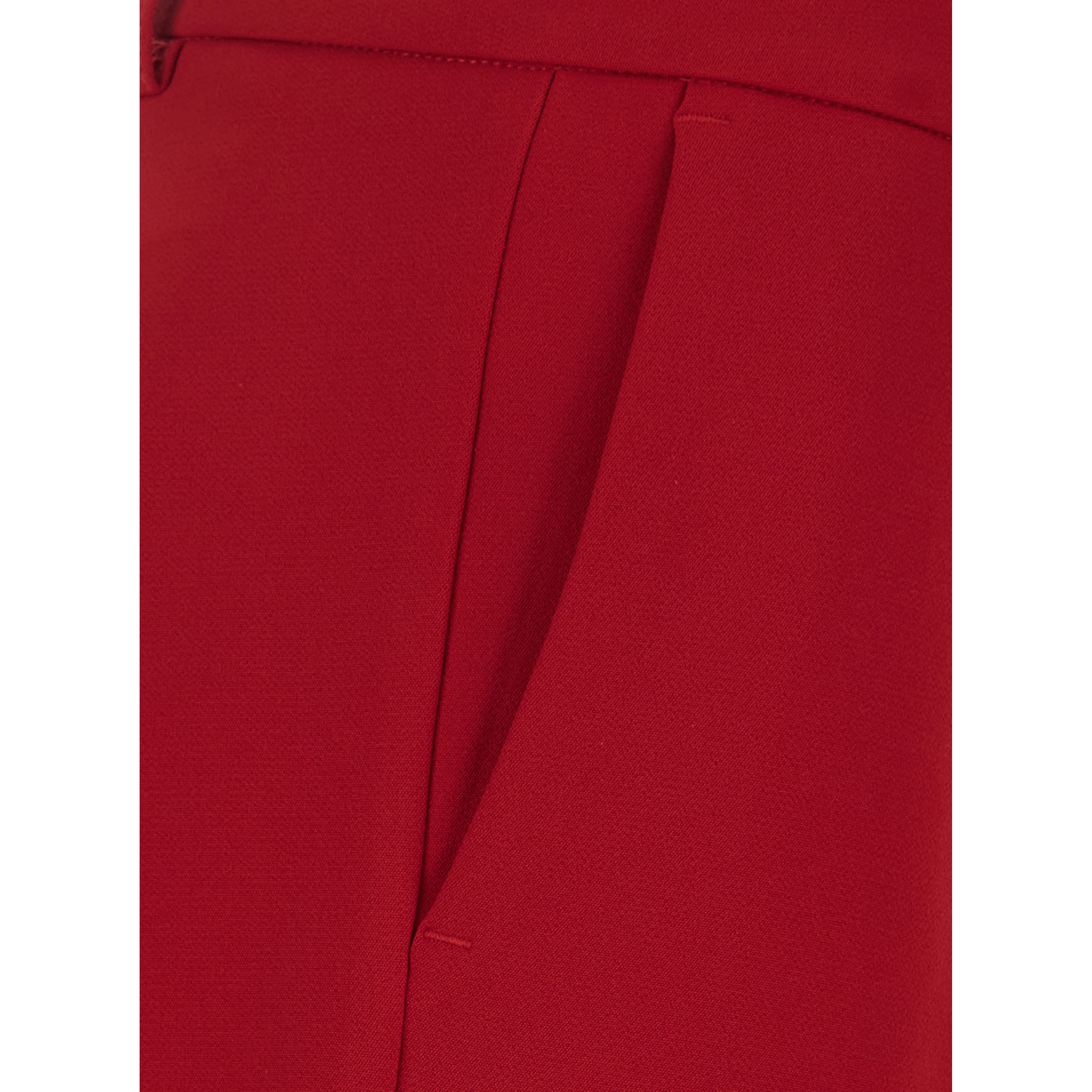 Red High-waisted pants with two welt pockets on the back in fabric for women