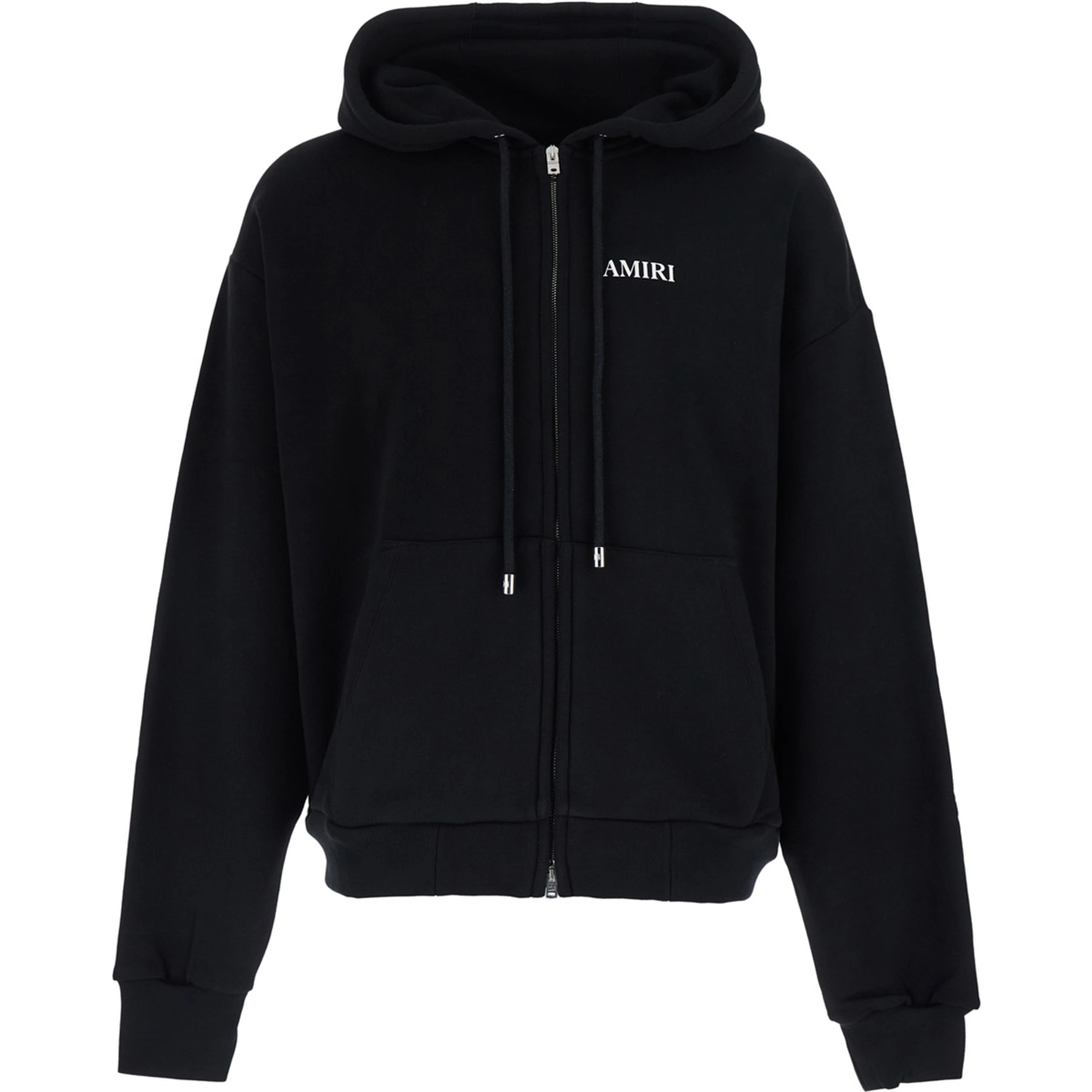 black Hooded sweatshirt with logo on the front in cotton for men