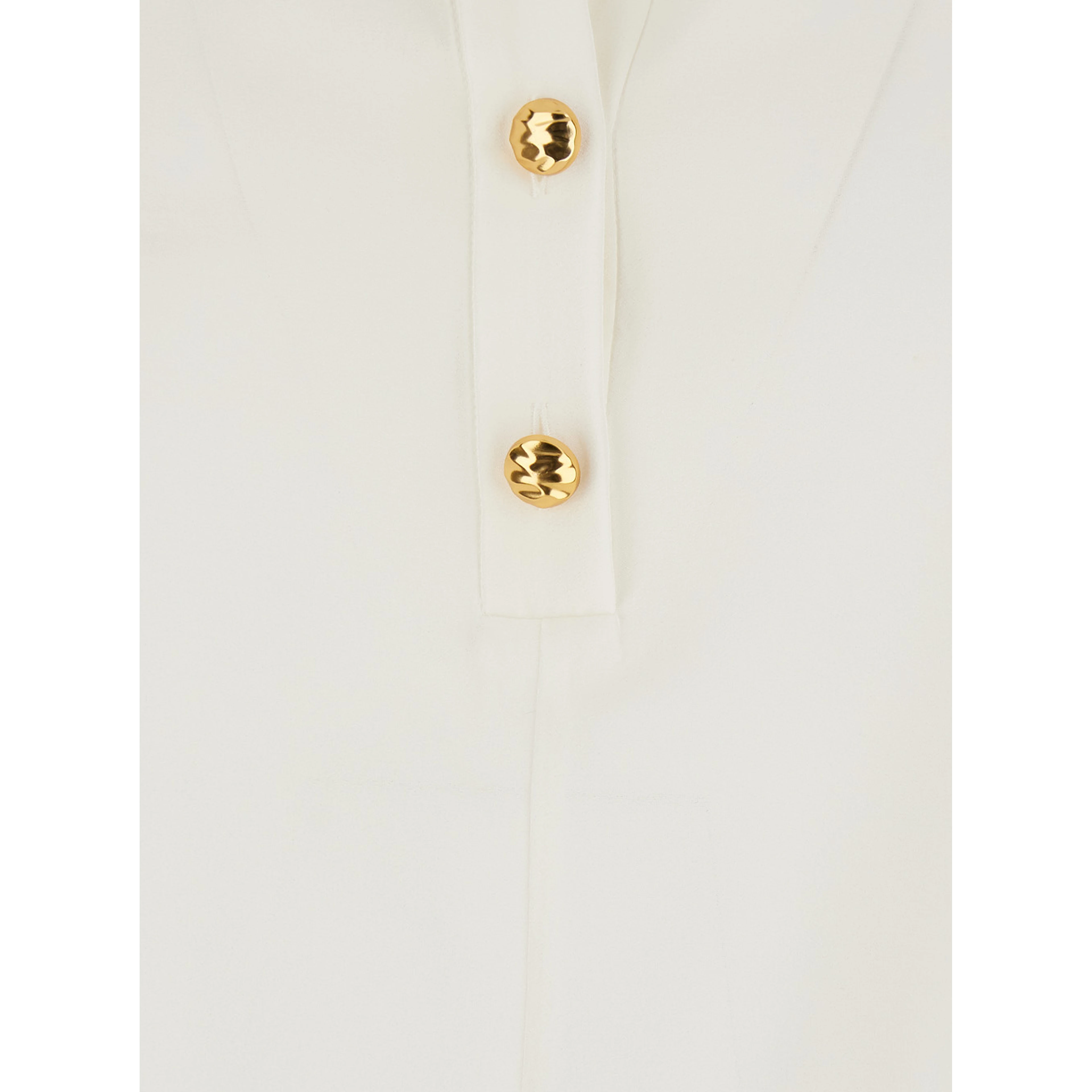 MSTAIA white Shirt with V-neck and button closure in cotton for women