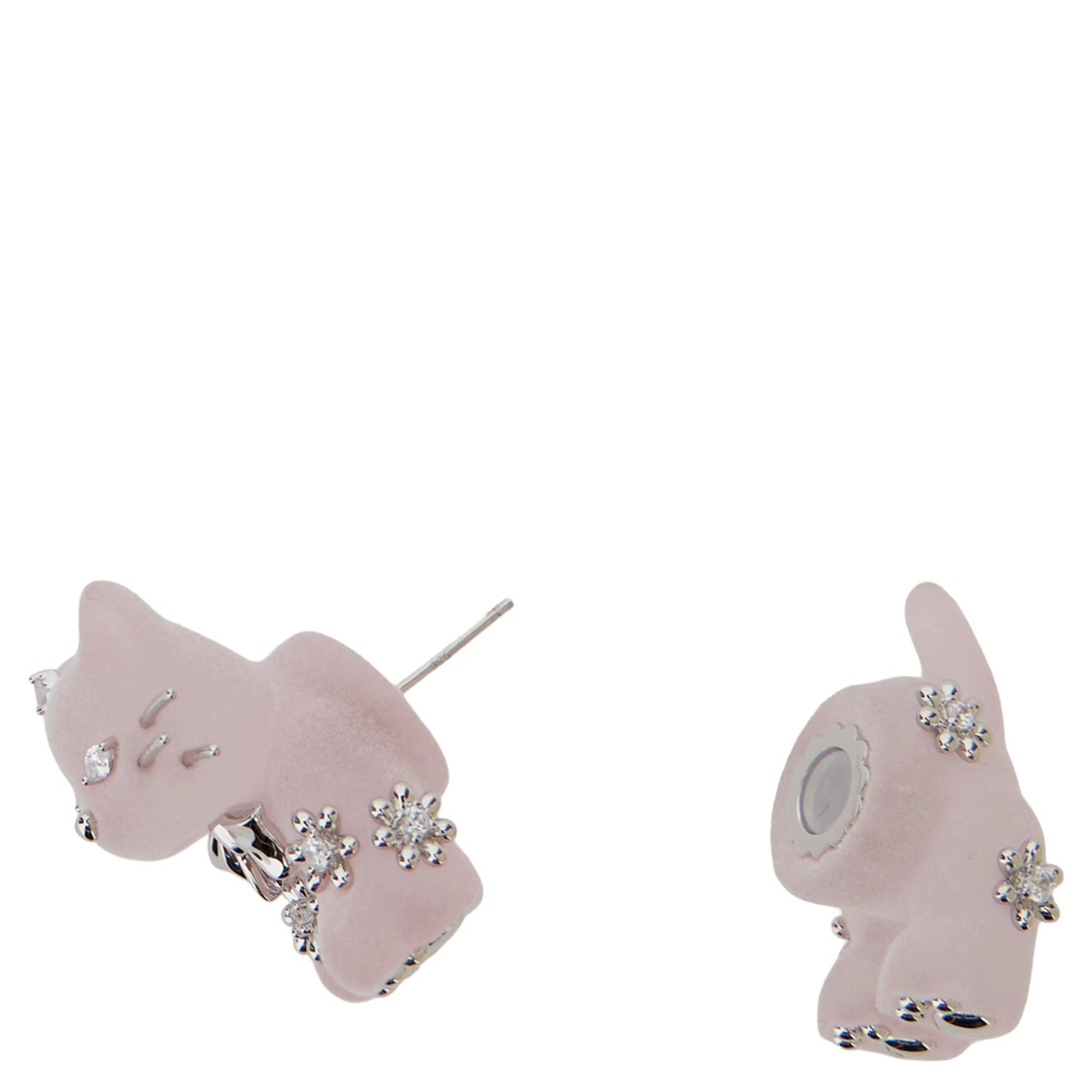 SPLIT KITTEN Earrings with elegant metal details in pink for women