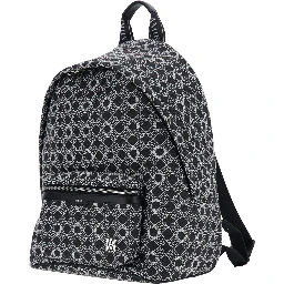 MA Quad Black Backpack with all-over logo print and adjustable straps in Tech Fabric for men