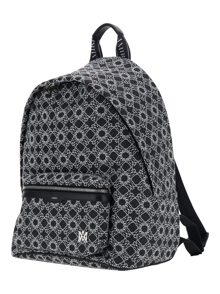 MA Quad Black Backpack with all-over logo print and adjustable straps in Tech Fabric for men alternative
