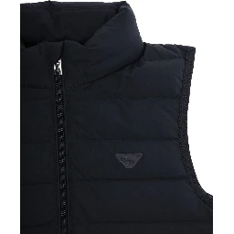 Down jacket without sleeves Blue with high collar in Tech Fabric for Boy