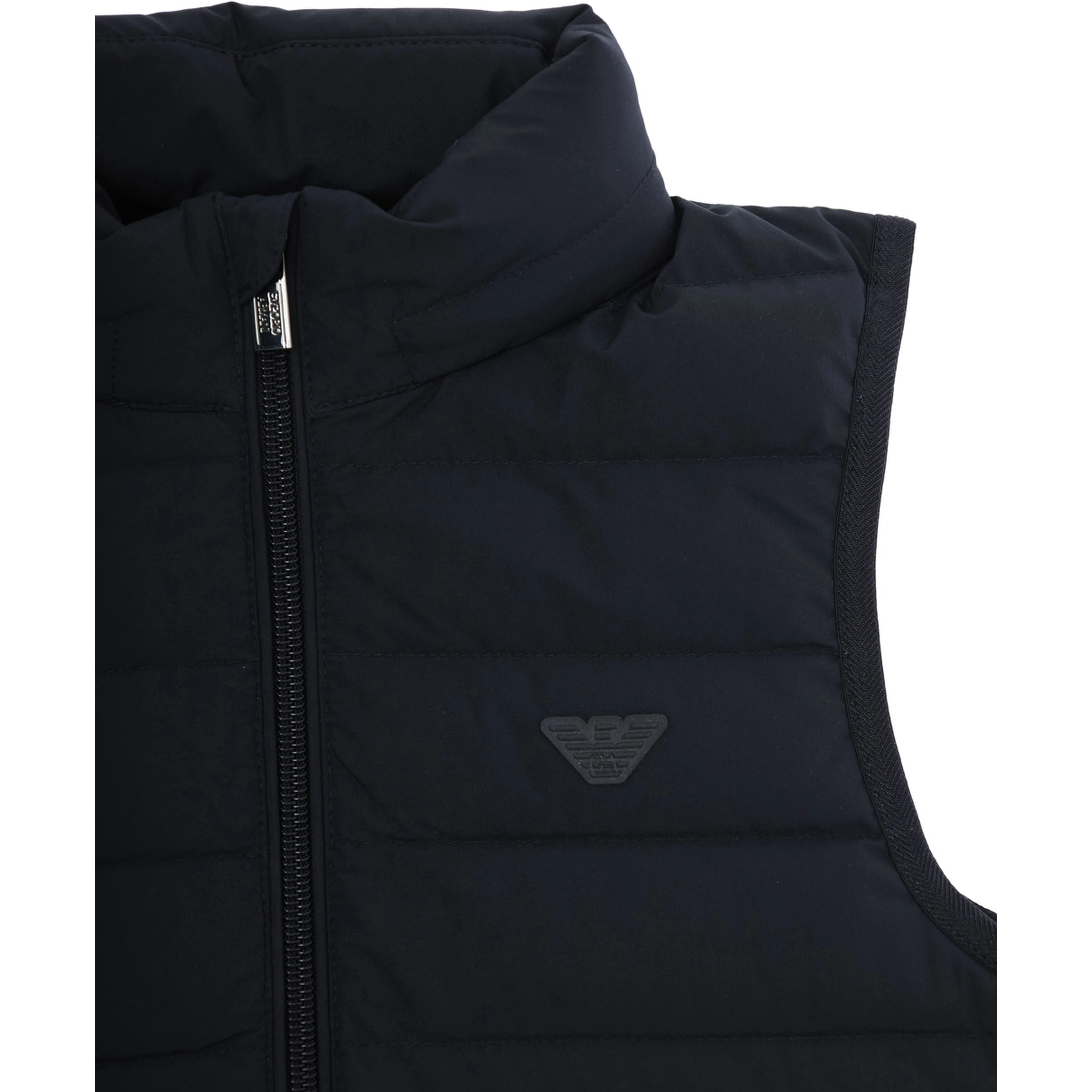 Down jacket without sleeves Blue with high collar in Tech Fabric for Boy