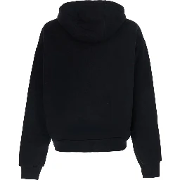 black Hooded sweatshirt with logo on the front in cotton for men
