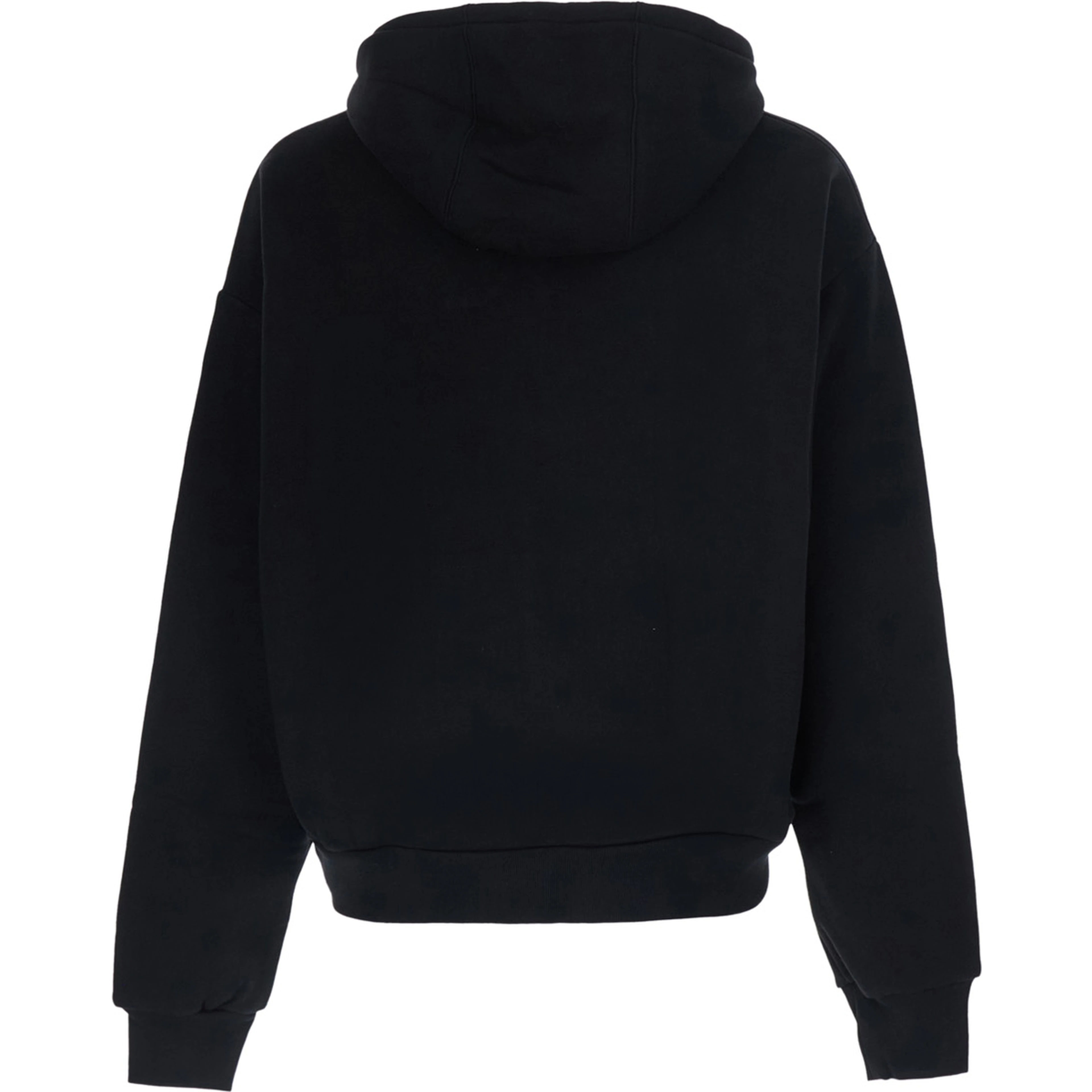 black Hooded sweatshirt with logo on the front in cotton for men