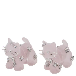 SPLIT KITTEN Earrings with elegant metal details in pink for women