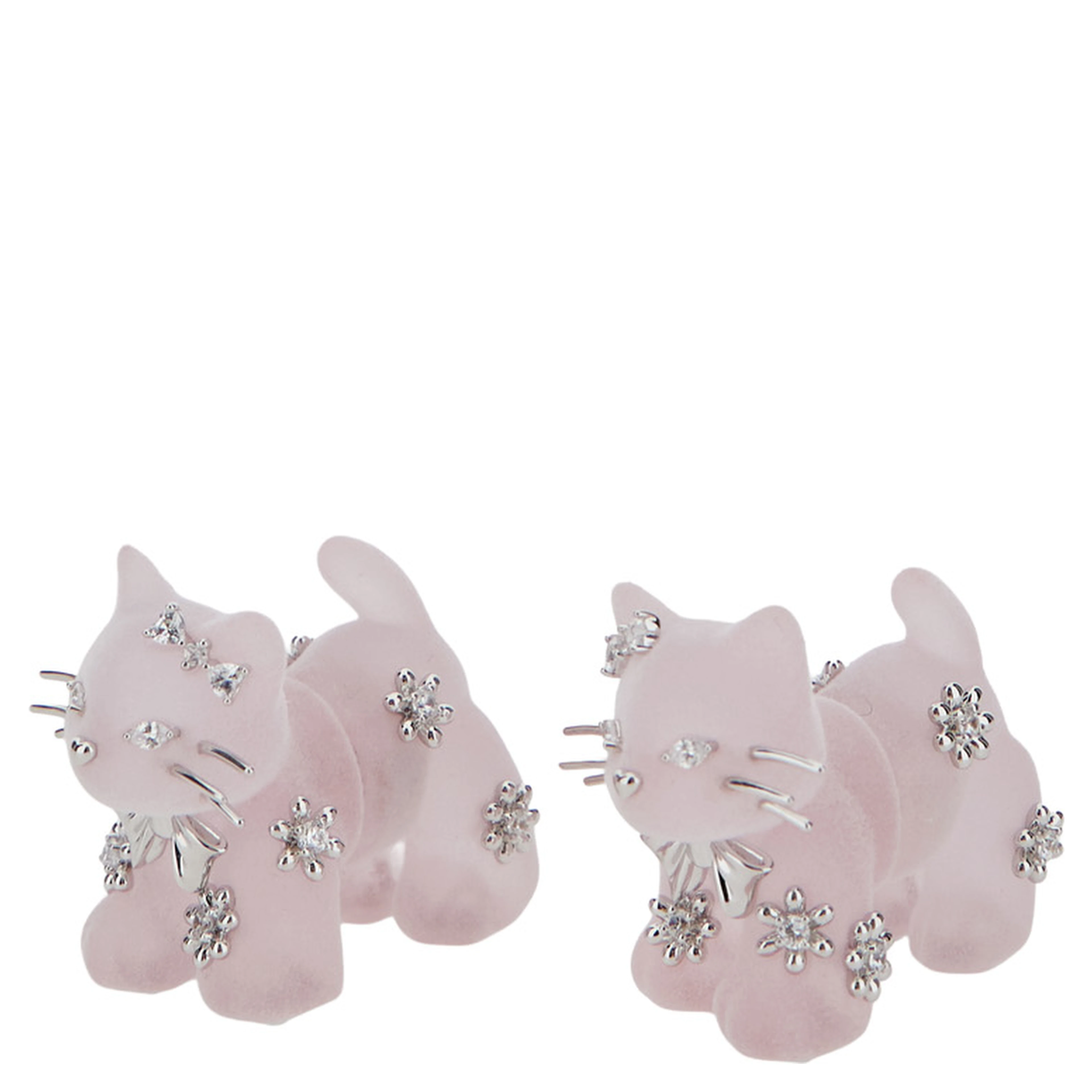 SPLIT KITTEN Earrings with elegant metal details in pink for women