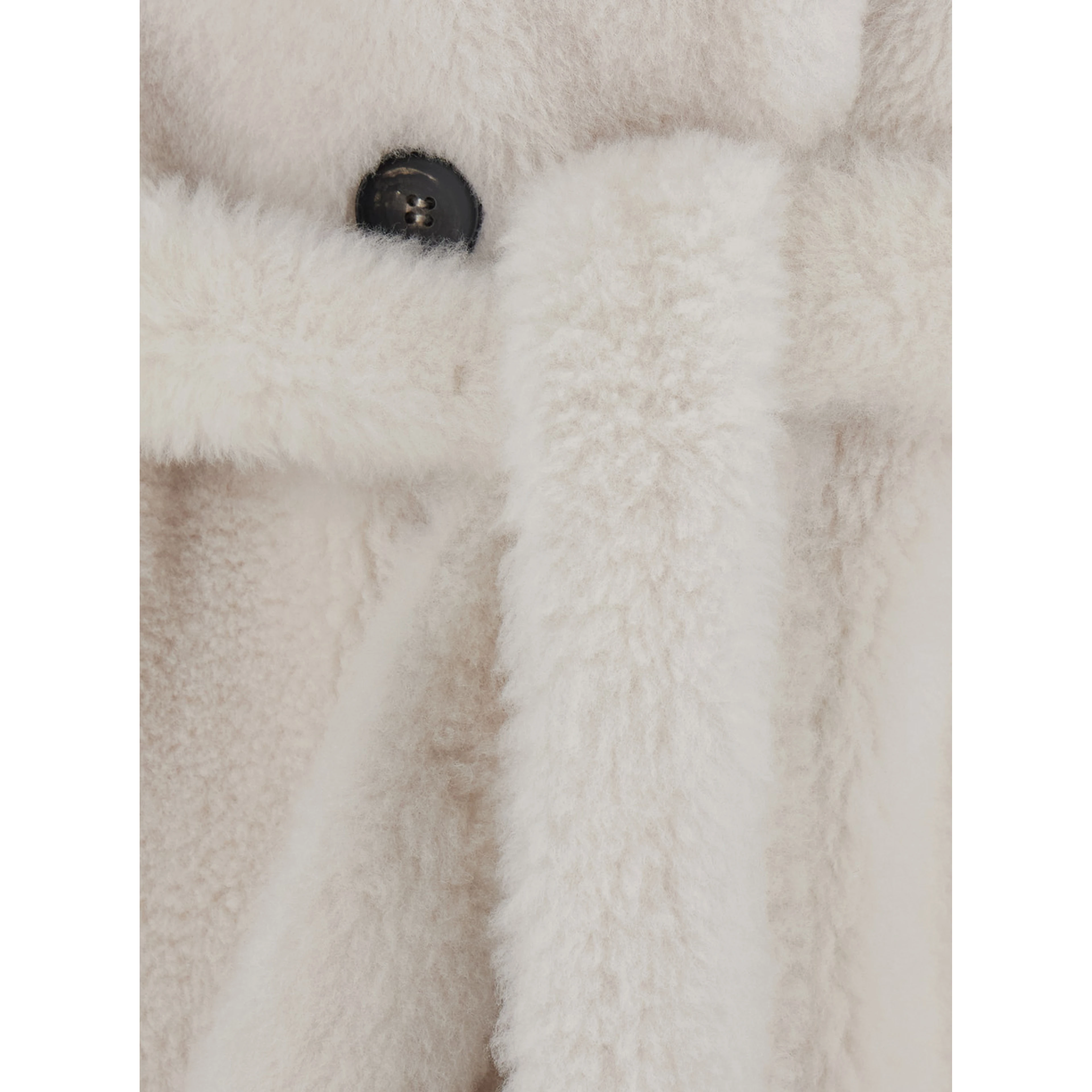 white Shearling coat with classic collar and waist belt in shearling for women