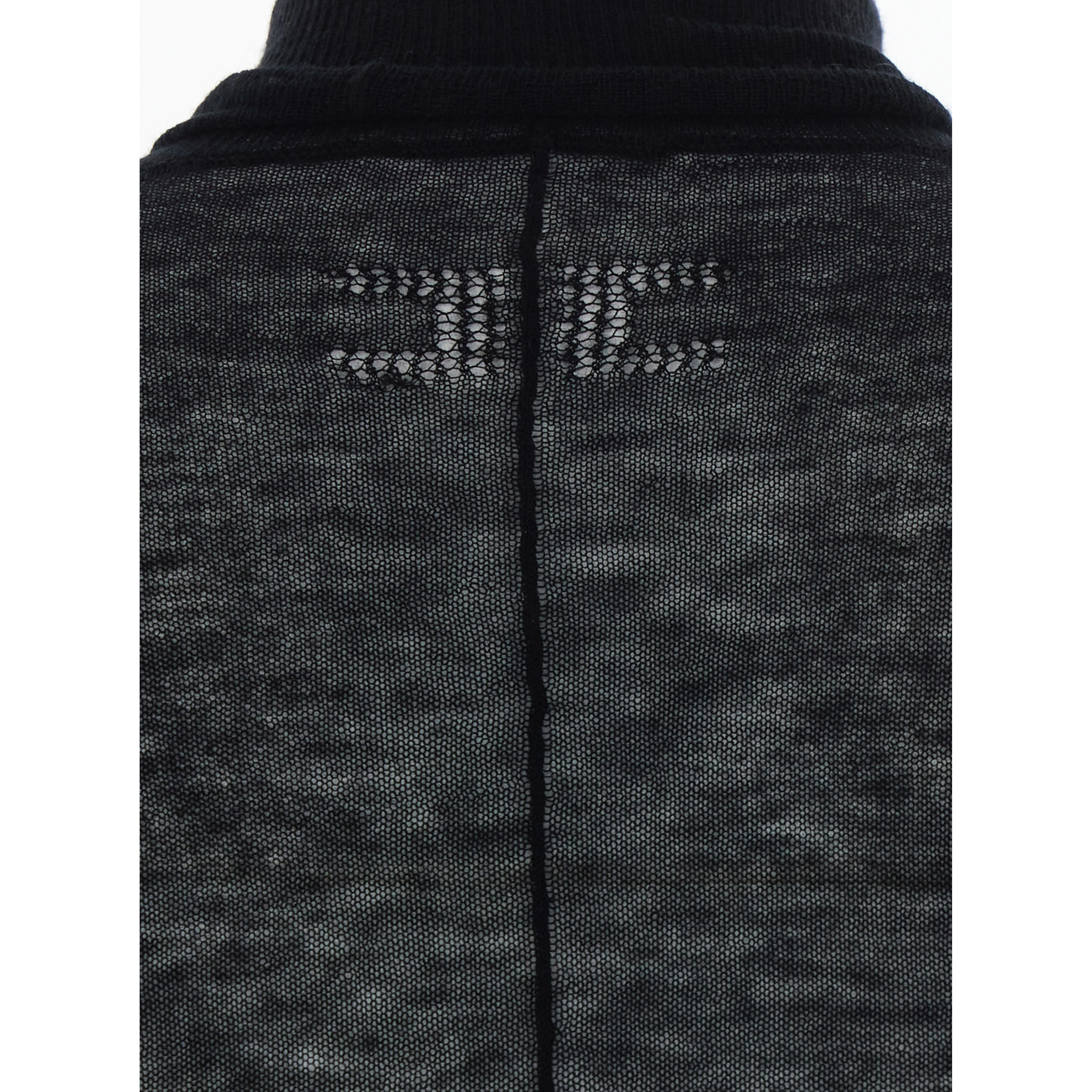 Black turtleneck sweater with logo embroidery on the front in wool for women