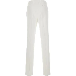 White Trousers with Front Pleat in Cotton for Men