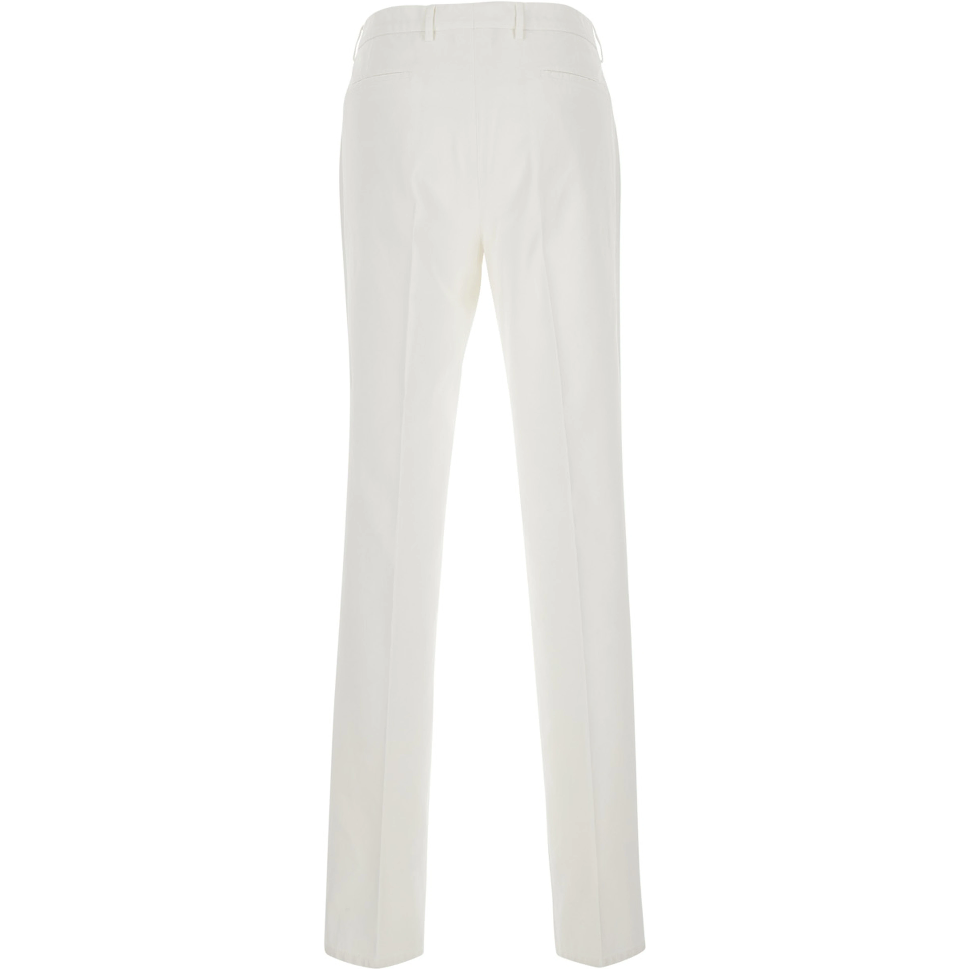 White Trousers with Front Pleat in Cotton for Men