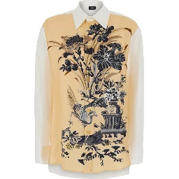 Multicolor Shirt with classic collar and floral print on the front in Blend cotton and silk women