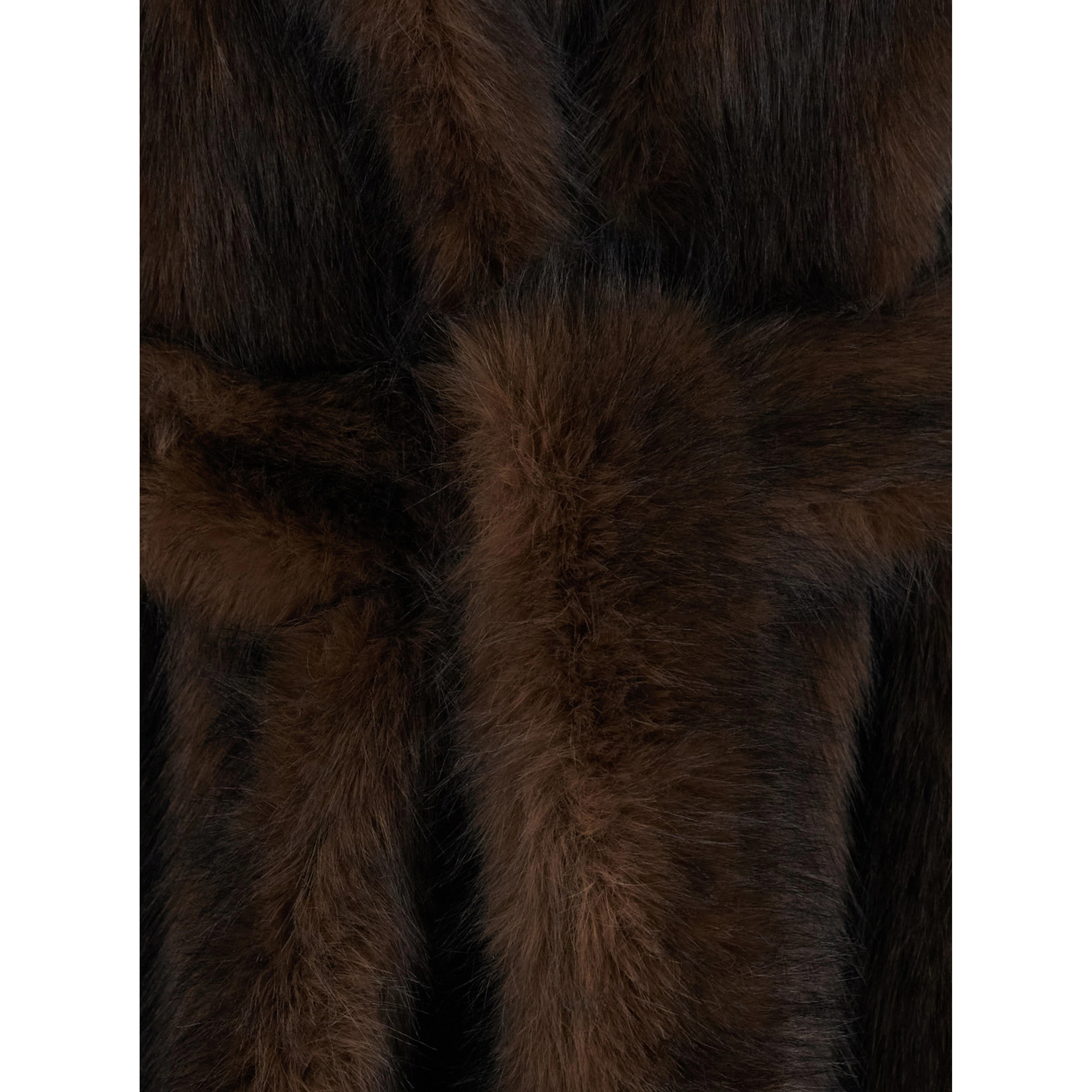 brown Long coat with Notched revers and adjustable waist belt in eco-fur for women